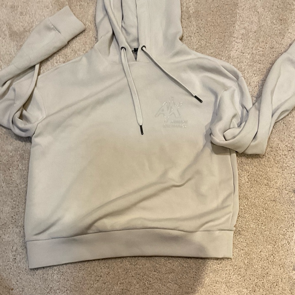 Armani Exchange Light Beige Logo Hoodie